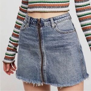 We the Free Free People Raw Hem Denim Mini Skirt.